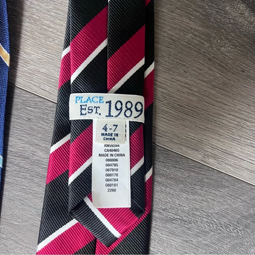 3 Boys Striped Clip On Ties Set - Blue and Red Festive
